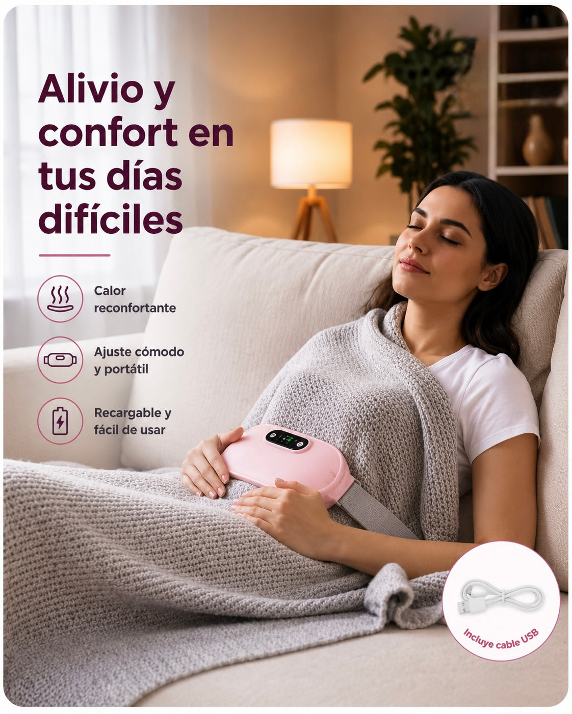 Cinturón Térmico MIA con Masajes para Cólicos Menstruales
